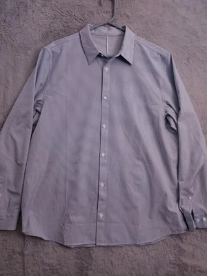 Camisa Lululemon Para Hombres 2XL XXL Rendimiento Elastizada Preppy BlueStiped Negocios Foto 1 de 4