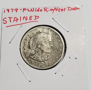 STAINED-1979-P Susan B Anthony Dollar Wide Rim / Near Date - Bild 1 von 2