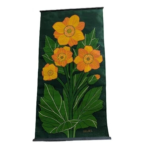 ULLAS Sweden Green Floral Wall Hanging Tapestry Ulla Scheuer MCM Jute Textile - Picture 1 of 8