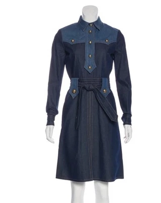 NWT Gucci Spring 2015 Runway Denim Dress 46 (US 10/12) Gold Buttons STUNNING NEW - Image 1 of 4