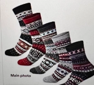 \Women Winter Socks 5 Pairs Cotton Thick Knit Vintage Soft Cozy Casual Crew Sock - Picture 1 of 4