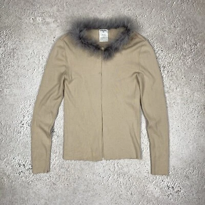 Chanel 2002 por Karl Lagerfield Archive Limited Lana Piel Cárdigan Suéter Talla 40 Foto 1 de 4