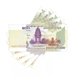Cambodge - billets 100 riels 2001 - National Bank of Combodia - 5 billets NEUFS - Imagen 1 de 2