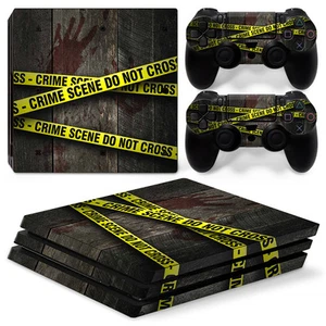 Sony PS4 PLAYSTATION 4 Pro Skin Sticker Screen Protector Set - Crime Scene Motif - Picture 1 of 1