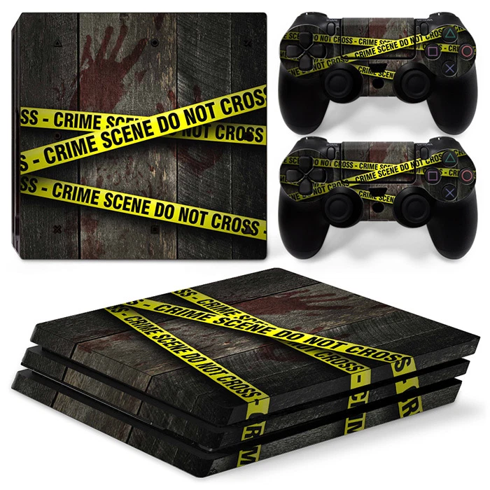 Sony PS4 PLAYSTATION 4 Pro Skin Sticker Screen Protector Set - Crime Scene Motif - Image 1 of 1
