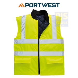 PORTWEST Hi Vis Wende Bodywarmer wasserabweisend gepolstert Sicherheit S469 - Bild 1 von 1