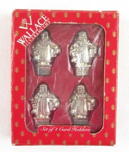 Wallace Silversmiths Set of 4 Silverplated Santa Card Holders Christmas Holiday - Picture 1 of 4
