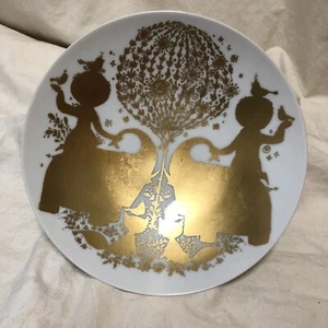 Stravagante piatto piedistallo porcellana bianca oro ROSENTHAL Bjorn Wiinblad Paradies - Foto 1 di 13