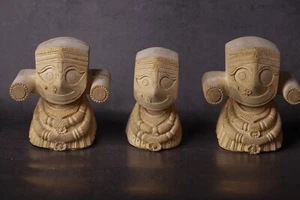 Jagannath Baladev and Subhadra 4 inches hand made!!! Hare Krishna, Krishna thing - Picture 1 of 16