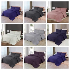 Pin sonic Solid Colour Vintage Bedspread Comfort Set with Optional Sheet - Picture 1 of 34