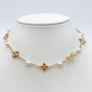Louis Vuitton M01610 Necklace Louisa Metal Gold Used from Japan - Picture 1 of 5