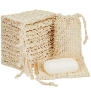 Soap Saver Bag with Drawstring Exfoliating Pouch Sisal Soap Savers Mesh Soap Bag