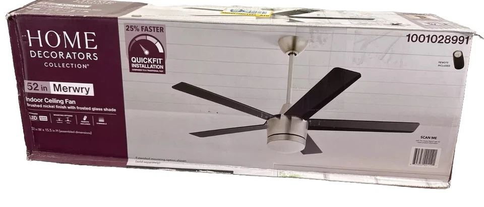 PARTS ONLY Merwry 52 in. LED Indoor Brushed Nickel Ceiling Fan Replacement Parts - Image 1 of 1