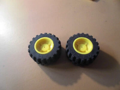 Lego 2x Rad Felge 14.8x16x8 30285 30391 Reifen 30.4x14 schwarz gelb ege8 - Bild 1 von 2