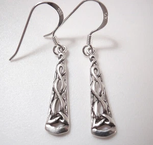 Celtic Triangle 925 Sterling Silver Dangle Earrings - Picture 1 of 2