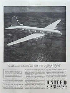 1943 United Air Lines Vintage Ad You will measure distance by your watch - Picture 1 of 1