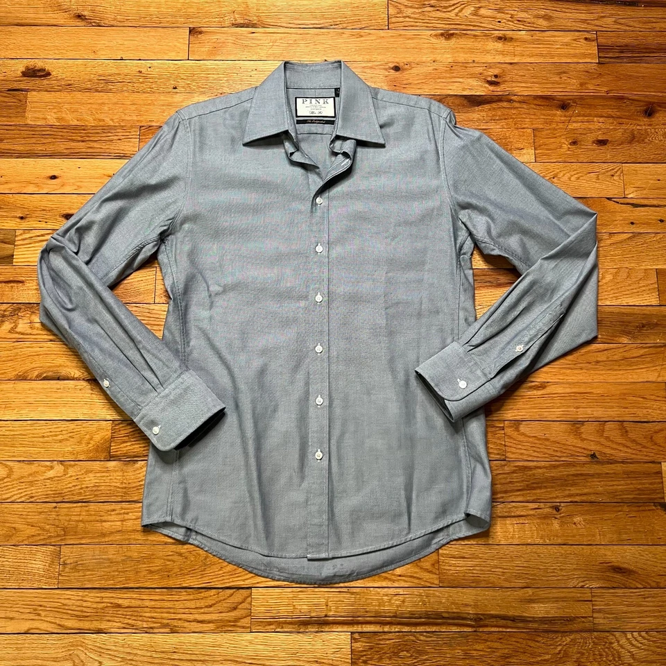 Thomas Pink Mens The Independent Button Down Shirt Slim Fit Size Small - Grey - Image 1 of 4