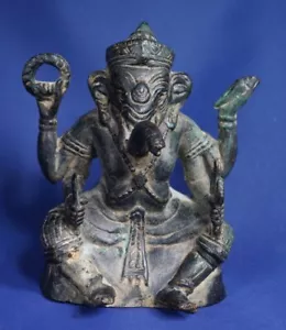 Figur Skulptur Asien Orient Indien Messing Buddha Ganesha Khmer Bronze - Bild 1 von 5