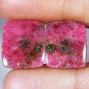 Par de piedras preciosas cabujón cojín rodonita rosa 38,65 quilates sin tratar 15x18x4 mm - Imagen 1 de 2