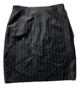 Escada Size 42 Pencil Skirt Wool Striped Zipper Button Length 23” Waist 17” - Picture 1 of 6