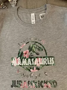 Bella+Canvas Women’s MAMASAURUS T Shirt Dinosaur Mum Mom Gift Present Tee Top - Picture 1 of 9