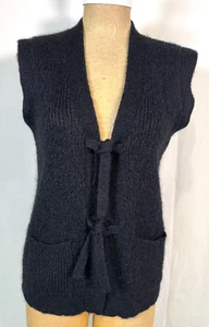 Cardigan donna vintage Hudson Bay Company Canada nero misto lana mohair gilet taglia S - Foto 1 di 13