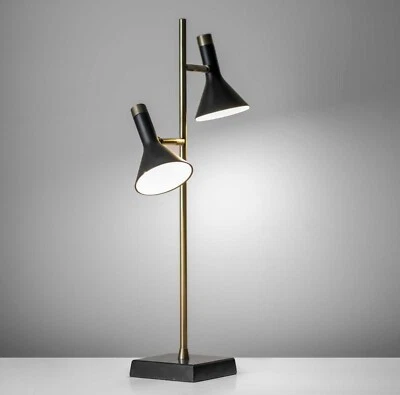 Lámpara de Escritorio Bennett Cono Atenuador LED (Latón/Negro) Base de Mármol Adesso Regulable Foto 1 de 4