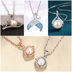 Collana donna argento 925 pieno,oro gioielli simpatici zirconi matrimonio ciondolo - Foto 1 di 13