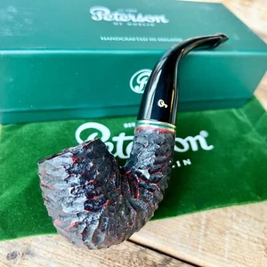 Peterson Emerald Rusticated Bent Billiard (X220) P-Lip Tobacco Pipe - NEW - Picture 1 of 8