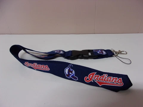 1 NEW Cleveland Indians Chief Wahoo Logo Blue Neck Lanyard Keychain w/ Clip #40 Cover