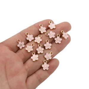 20Pcs Enamel Cherry Blossom Flower Charms Pendants 12*9mm Jewelry Earring Making - Picture 1 of 6
