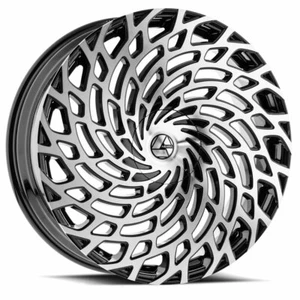 30" Azara AZA-523 Gloss Black & Machined Wheel 30x9.5 5x115 5x120 15mm Rim - Picture 1 of 3