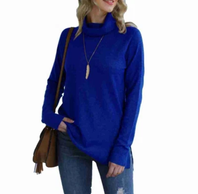 LONG SLEEVE SWEATER SIZE MEDIUM COWL NECK PULLOVER TUNIC BLUE WOMEN'S APT.9 - Image 1 of 4