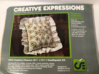 Creative Expressions Needlpoint Kit COUNTRY FLOWERS    #3824 - Image 1 of 2