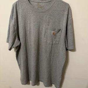 Carhartt Men T-Shirt Large Tall Gray Logo Short Sleeve Pocket Short Sleeve Tee - Picture 1 of 4
