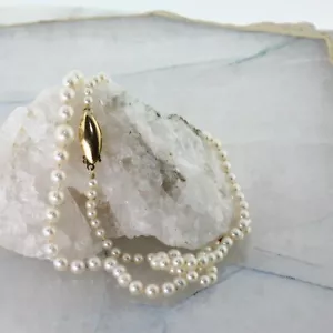 Vintage abgestufter Perlenstrang, 3 - 6 mm 20,5 Zoll Länge 14K Gelbgold Verschluss - Bild 1 von 4