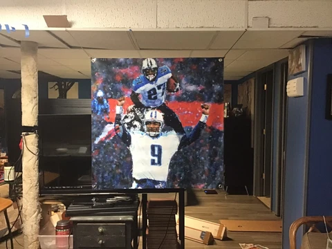 BIG 36x36 Steve McNair Eddie George Vinyl POSTER Tennessee Titans football print Cover