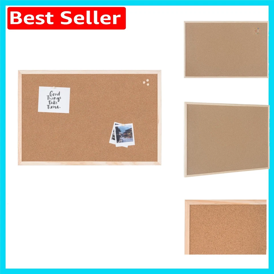 Basic Brown Cork Board with Pine Frame – Ideal for Home and Office Organization - Image 1 of 4