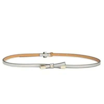 NUEVO CON ETIQUETAS KATE SPADE New York 8 mm Cinturón con lazo con cordones en plata/oro pulido pálido S Foto 1 de 4