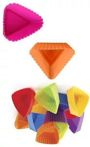12x Dreieck Silikon Wiederverwendbare Muffinförmchen, Ideale Cupcakes, Muffins, Schokolade - Bild 1 von 1