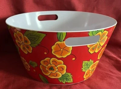 Cuenco para servir bebidas de melamina tina con asas patrón floral vibrante Foto 1 de 4