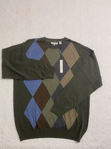 Alex Cannon Sweater Mens Size XXL Knit Crew Neck Diamond Classic Green NWT#2384 - Picture 1 of 7