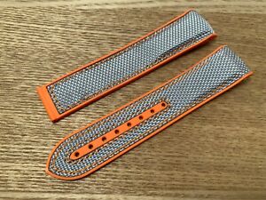 20mm 22mm For OMEGA Seamaster Planet Ocean Watch Rubber Canvas Strap Orange Grey