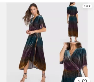 johnny was ombre cheetah velvet wrap dress size L - Picture 1 of 6