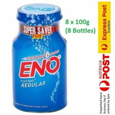 8 x 100g (8 Bottles) ENO Fruit Salt 100g-Fast Relief Frm Acidity-Regular Flavour - image 1 of 2