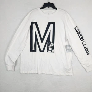 NWT Adult Disney Mickey Mouse ''M'' White Long Sleeve T-Shirt Size XL - Picture 1 of 9