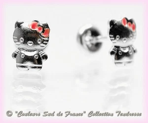 BIJOU ARGENT ENFANT BOUCLES D'OREILLES "HELLO KITTY" P344 - Photo 1/1