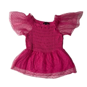 Marc New York Andrew Marc Fuchsia Polka Dot Top Chiffon Barbiecore Viskose M - Bild 1 von 6