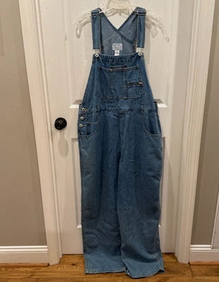 Mono vaquero Carolina Blues de mezclilla baberos de colección años 90’s Y2K pierna ancha para mujer talla XL Foto 1 de 4
