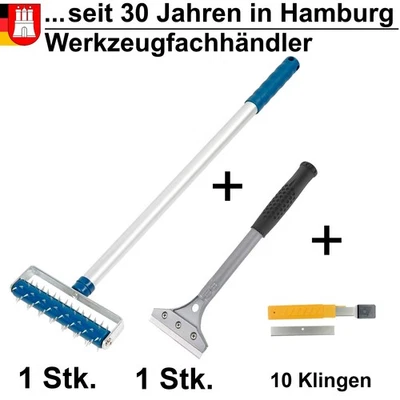 Tapetenentferner Set Stachelwalze Tapetenschaber + Klingen Igelwalze Nagelwalze - Bild 1 von 4